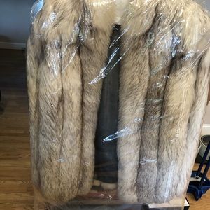 Fox jacket, hip length, warm and elegant.